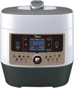 طنجرة طهي متعددة المهام من ميديا، سعة 6 لتر، قوة 1000 واط، 14 قائمة مسبقاً، معدن، ابيض، 6.0 ليتر - افضل انواع طناجر الضغط الكهربائية