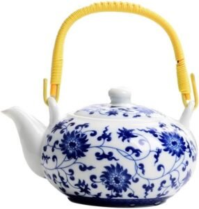 كابيلوك ابريق شاي سيراميك بمقبض من البورسلين باللونين الازرق والابيض