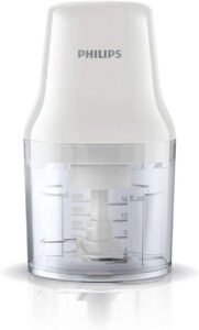 مفرمة فيليبس - 450 واط، وعاء بلاستيكي 0.7 لتر، شفرتين، ابيض - HR139301 - افضل فرامة بصل كهربائيه